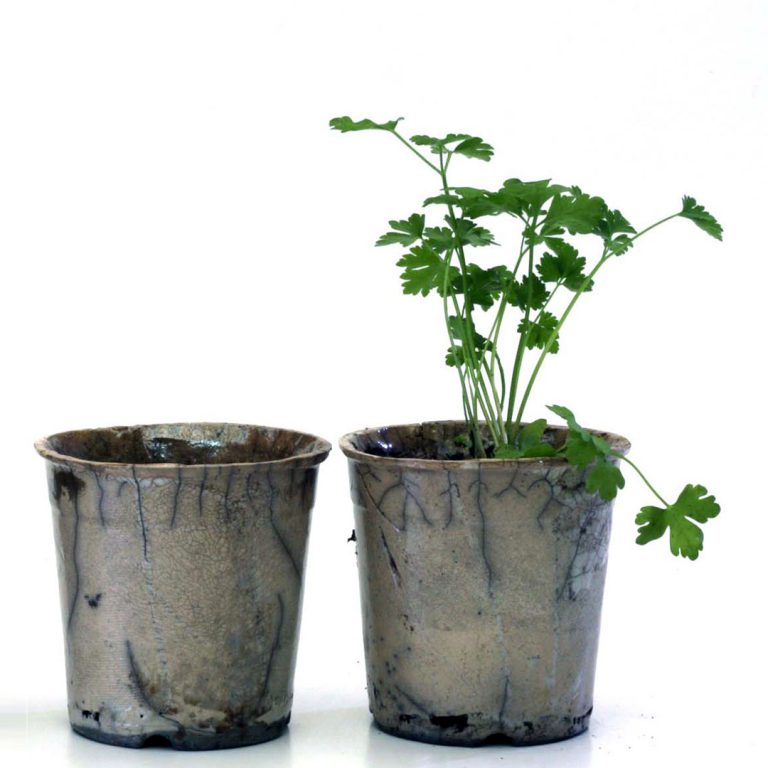 Raku planters by Cape Town ceramist Amelia Jacobs